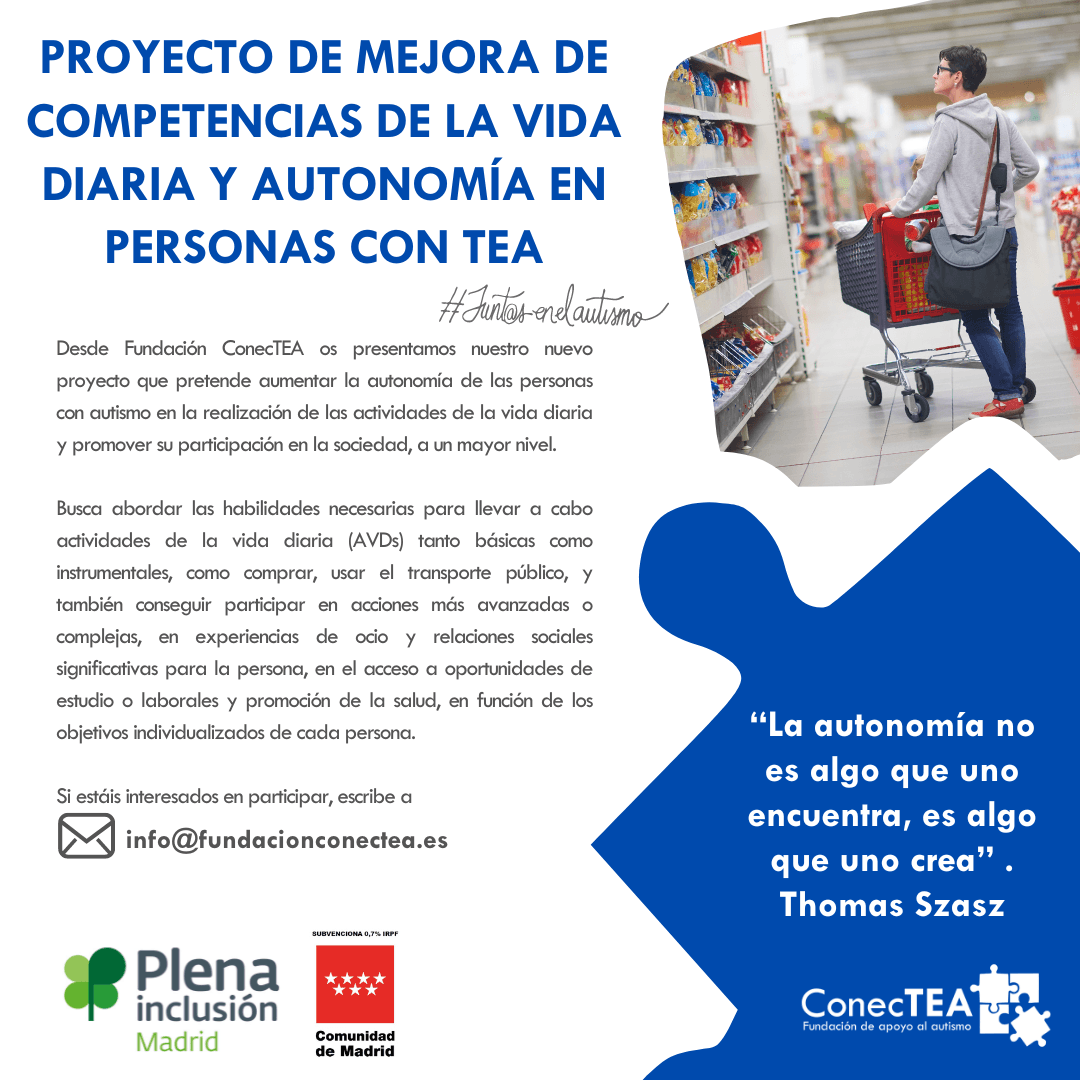 Fundación ConecTEA presenta un proyecto de mejora de competencias de la vida diaria y autonomía para personas con TEA - Embedded Image 1