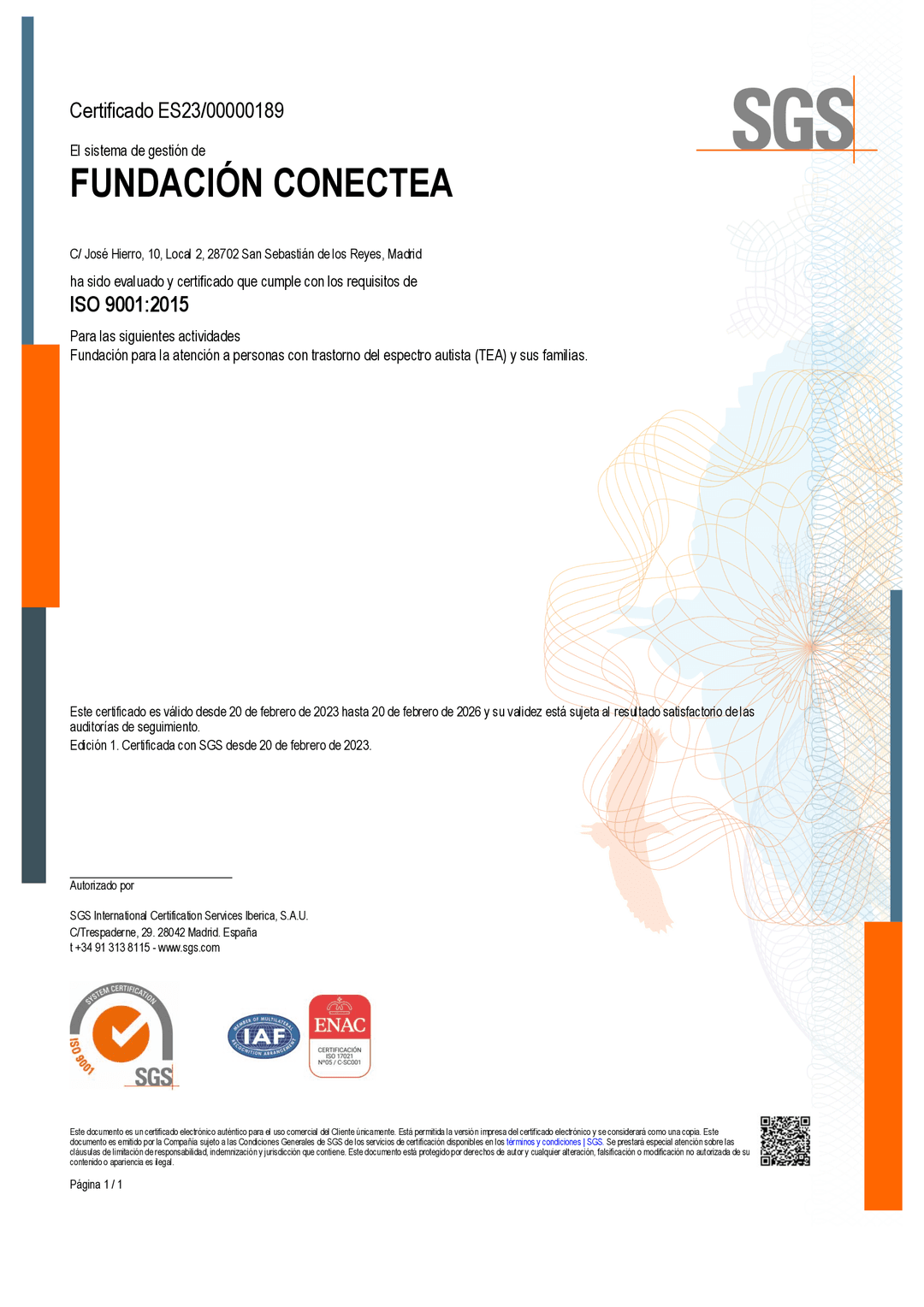 Certificado Fundacion Conectea