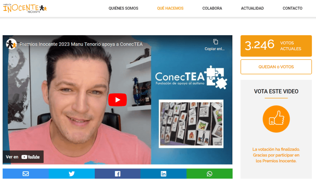 Fundación ConecTEA en los Premios Inocente 2023 - Embedded Image 1