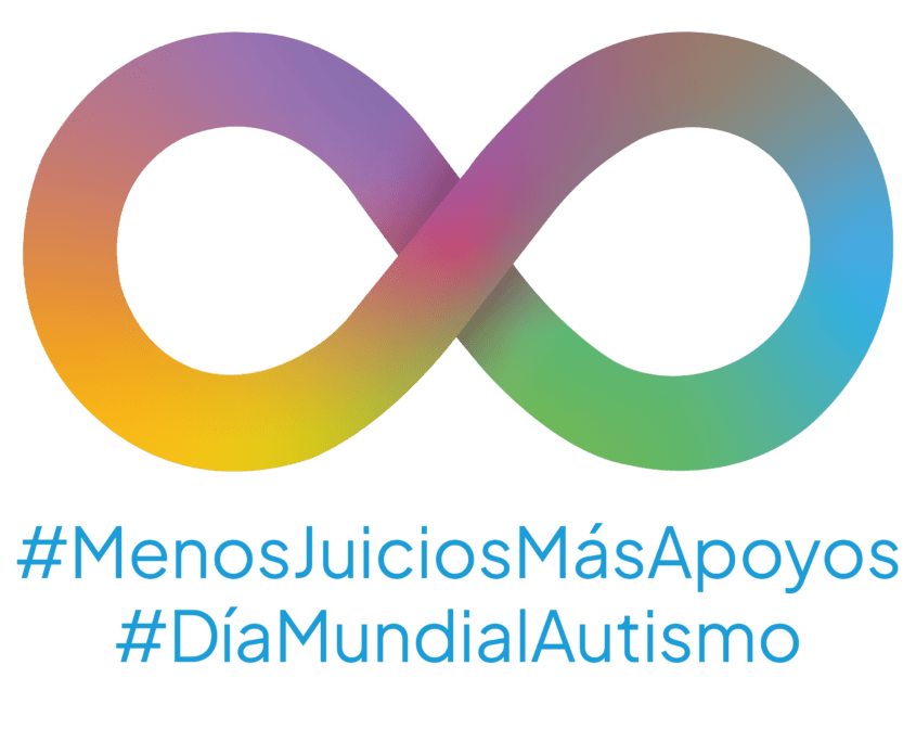 Logo #MenosJuiciosMásApoyos #DíaMundialAutismo